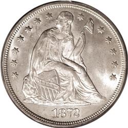 1872 S$1 MS65 PCGS. The 1872 had a record mintage for