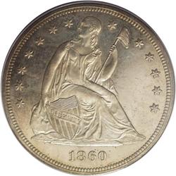 1860 S$1 PR65 Cameo PCGS. Frosty devices and deeply mi