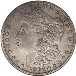 1893-S S$1 XF45 ANACS. The low-mintage 1893-S dollar (