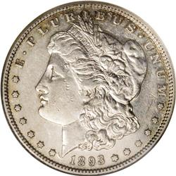 1893-S S$1 AU50 NGC. This glowing key-date Morgan doll