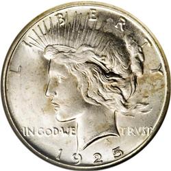 1925-S S$1 MS65 NGC. A satiny Gem with highly lustrous