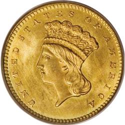 1861 G$1 MS67 PCGS. Coined at the beginning of the Civ