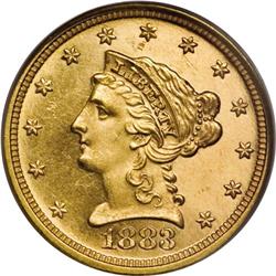 1883 $2 1/2 MS64 PCGS. Throughout the 1880s, quarter e