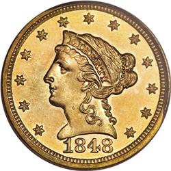 1848 $2 1/2 PR64 PCGS. Ex: Pittman. A small raised pim