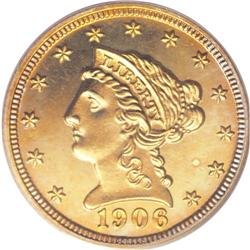 1906 $2 1/2 PR66 PCGS. A combined total of 264 example
