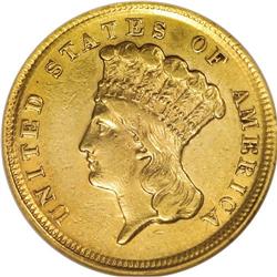 1854-D $3 --Cleaned--ANACS. AU55 Details. The 1854-D th