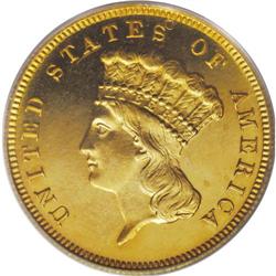 1888 $3 PR65 Cameo PCGS. This unmistakable proof has d