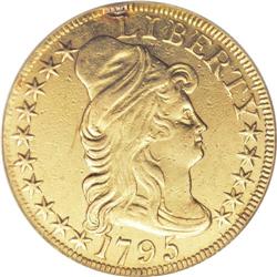 1795 $5 Small Eagle--Mount Removed--NCS. AU50 Details.