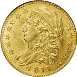 1811 $5 Small 5 AU58 NGC. Breen-6464, BD-2, R.3. Obver