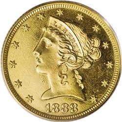 1888 $5 PR64 Cameo PCGS. Mint records indicate that 94