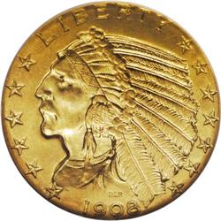 1908 $5 MS65 NGC. One of several Mint State examples o