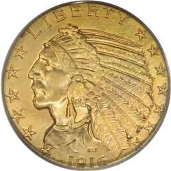 1916-S $5 MS65 PCGS. Boston sculptor Bela Lyon Pratt''