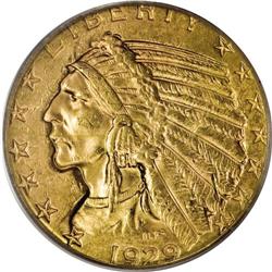 1929 $5 MS62 PCGS. Frosty surfaces and brilliant yello