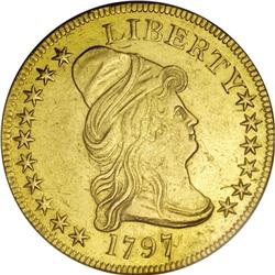 1797 $10 Large Eagle--Scratched, Cleaned--ANACS. AU55