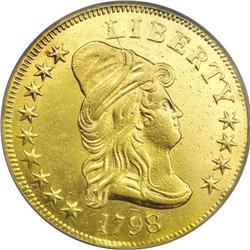 1798/7 $10 9x4 Stars--Obverse Repaired--NCS. AU Detail
