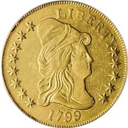 1799 $10 Small Stars Obverse AU55 PCGS. Irregular Date