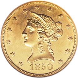1850-O $10 MS60 NGC. This issue is rare in Mint State.