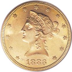 1883-S $10 MS63 PCGS. Residing near the apex of the cu