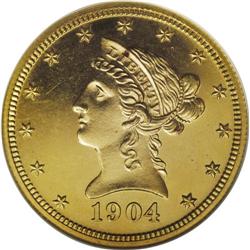 1904 $10 PR64 NGC. A beautiful near-Gem that boasts a