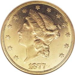 1877-CC $20 AU58 NGC. This is the first year of the ne
