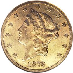 1879-CC $20 AU55 NGC. The mintage of double eagles in