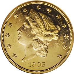 1905 $20 PR60 NGC. Only 92 proofs were minted of the 1