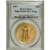 Image 3 : 1907 $20 High Relief, Wire Rim MS64 PCGS. The year 200