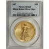 Image 3 : 1907 $20 High Relief, Wire Rim MS65 PCGS. As usual, th