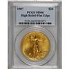 Image 3 : 1907 $20 High Relief, Flat Rim MS66 PCGS. The first pr