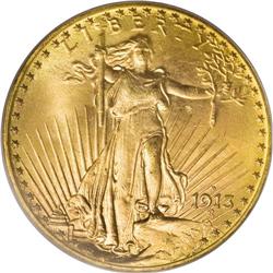 1913-D $20 MS66 PCGS. A look at the Permanent Auction