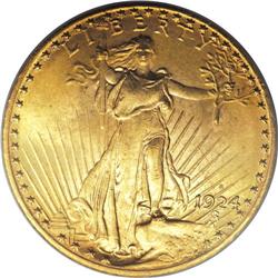 1924-S $20 MS64 PCGS. A virtual match for the 1924-D i
