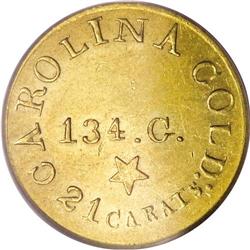 (1837-42) $5 C. Bechtler Five Dollar, 134G, With Star