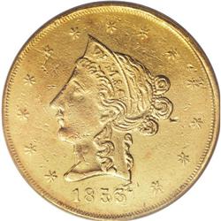 1855 $10 Wass Molitor Ten Dollar--Rim Filed, Improperl