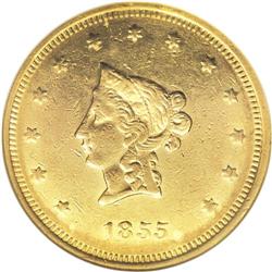 1855 $20 Wass Molitor Twenty Dollar, Small Head AU55 N