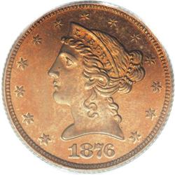 1876 $5 Five Dollar, Judd-1484, Pollock-1637, R.7, PR6