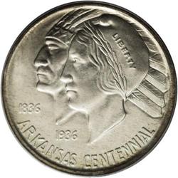 1935 50C Arkansas MS67 PCGS. A stunning Superb Gem hal