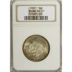 1937 50C Boone MS67 NGC. Lovely gold and powder-blue p