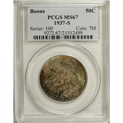 1937-S 50C Boone MS67 PCGS. Bright crimson, russet, an