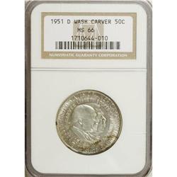1951-D 50C Washington-Carver MS66 NGC. Sharply struck