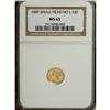 Image 1 : 1849 G$1 No L MS63 NGC. Small head, open wreath. This