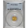 Image 1 : 1852 G$1 MS64 PCGS. Boldly struck over the central det