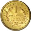 Image 2 : 1853 G$1 MS65 PCGS. A shimmering and frosty butter-yel