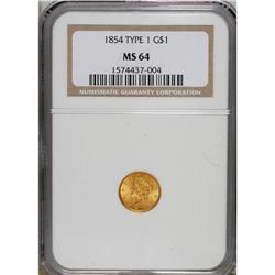 1854 G$1 Type One MS64 NGC. Breen-6031. The 85 in the