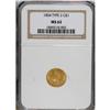 Image 3 : 1854 G$1 Type Two MS62 NGC. The yellow-gold surfaces o
