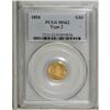 Image 3 : 1854 G$1 Type Two MS62 PCGS. Orange-gold shadings enri