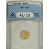 1855-O G$1 AU50 ANACS. Considerable yellow-gold luster