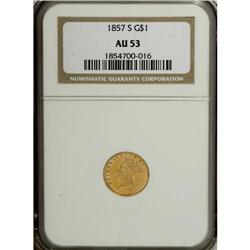 1857-S G$1 AU53 NGC. A well-produced, low mintage coin