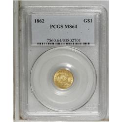 1862 G$1 MS64 PCGS. Both sides are awash in potent lus