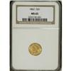 Image 3 : 1862 G$1 MS65 NGC. The date logo for this year is curi