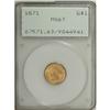 Image 1 : 1871 G$1 MS63 PCGS. Tiny ticks determine the grade, bu